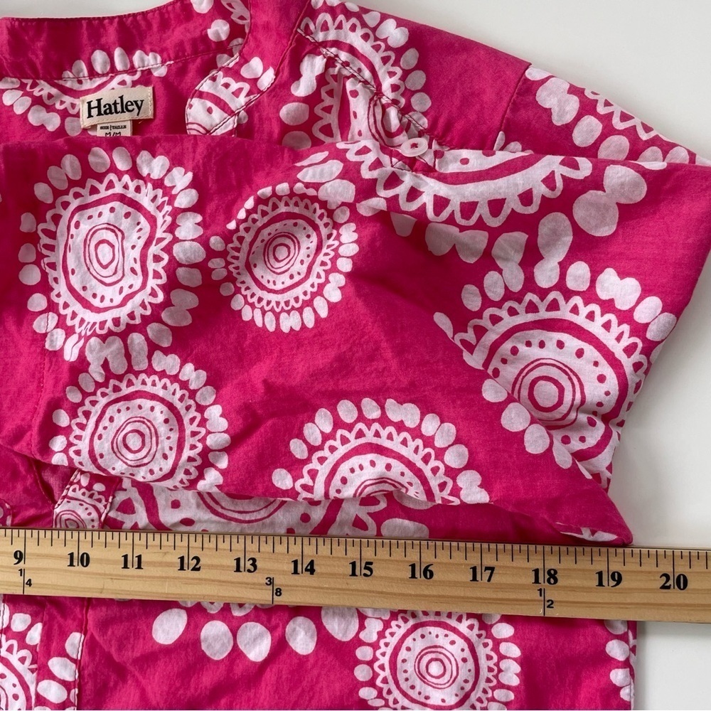 Hatley Women's Pink White V neck Paisley Long Sleeve Tunic Cover Up Size Medium - Picture 11 of 12